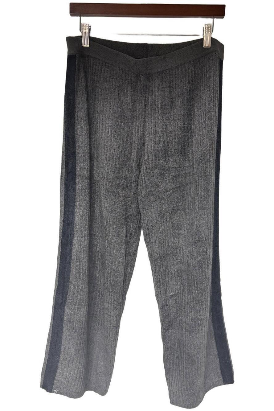 Barefoot Dreams CozyChic UltLite Stripe Rib Ankle Pant Carbon/Black - Tall